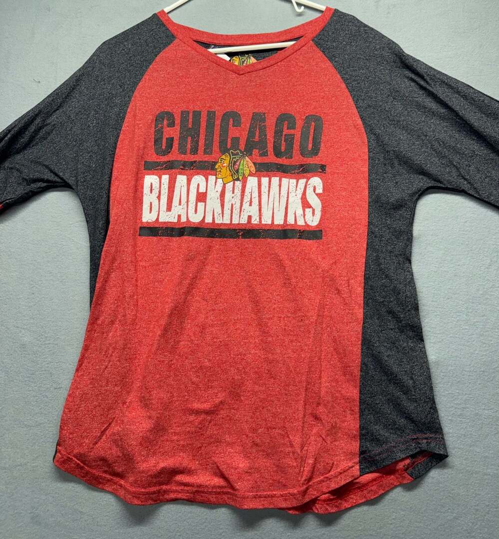 Bottom Drawers NHL Chicago Blackhawks Women's Long Sleeve Raglan T-Shirt Large